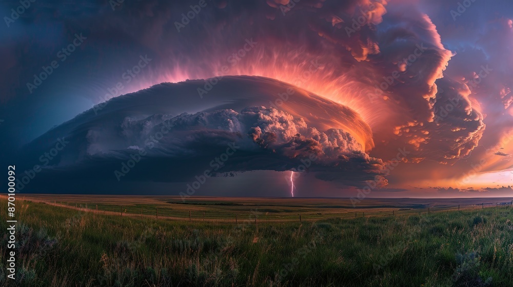 A thunderstorm rolling across the plains showcases nature's dramatic power, with lightning illuminating the darkened sky. A thunderstorm rolling across the plains showcases nature's dramatic power, with lightning illuminating the darkened sky.
