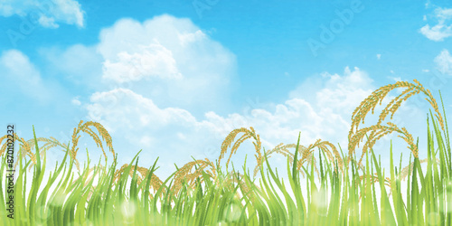 稲　秋　田舎　風景　背景	