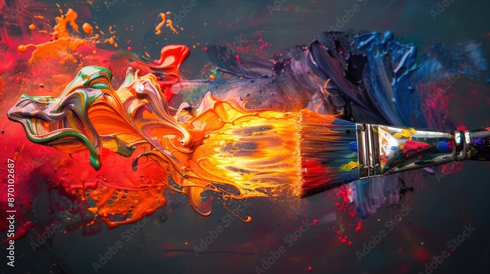 paintbrush spewing colorful paints paintbrush spewing colorful paints