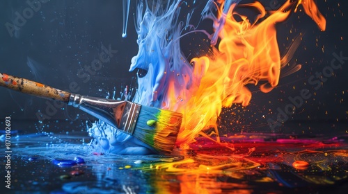 paintbrush spewing colorful paints