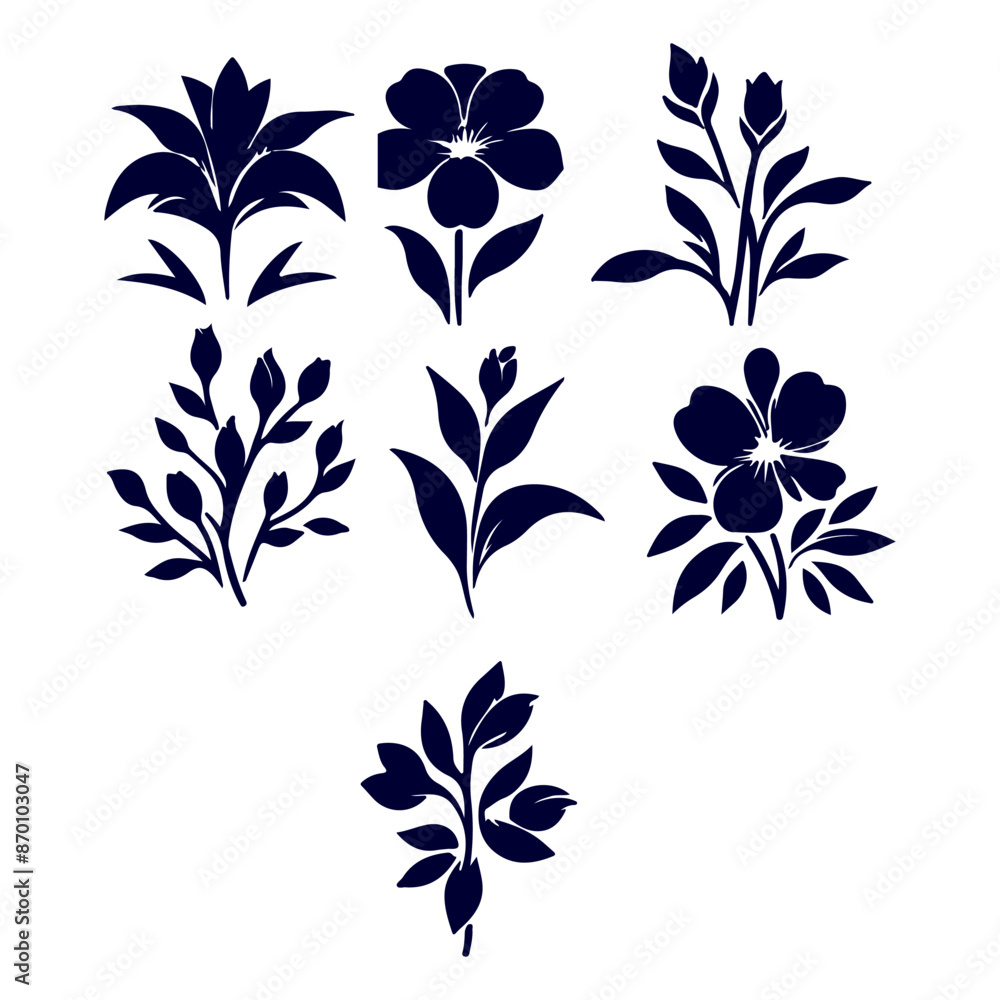 Creative Set Of A Flower Outline Design. Creative Set Of A Flower Outline Design.