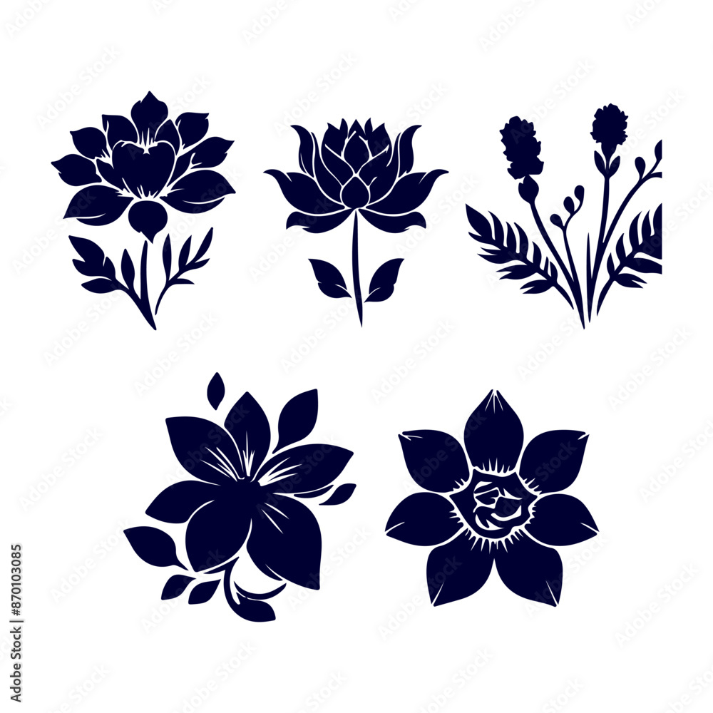 Obraz premium Creative Set Of A Flower Outline Design.