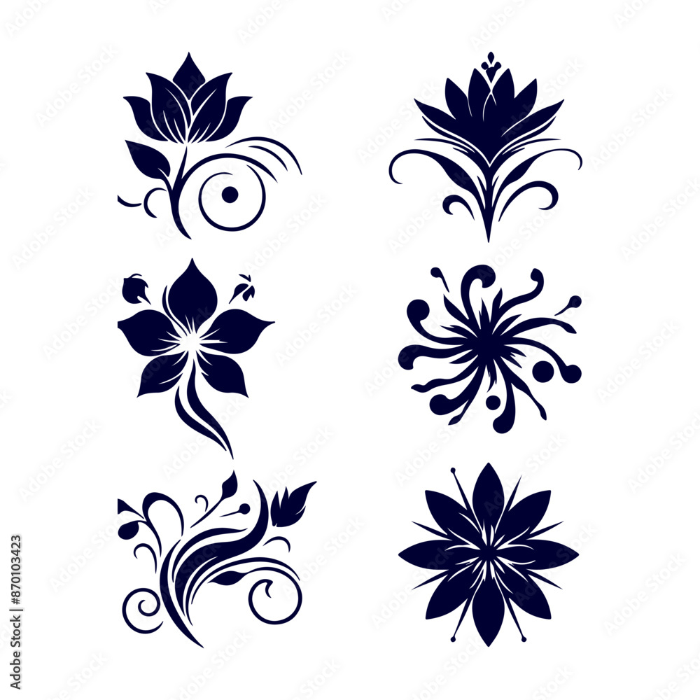 Creative Set of a vector flower outline design Creative Set of a vector flower outline design