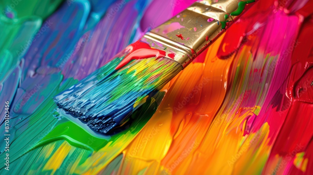 paintbrush spewing colorful paints paintbrush spewing colorful paints