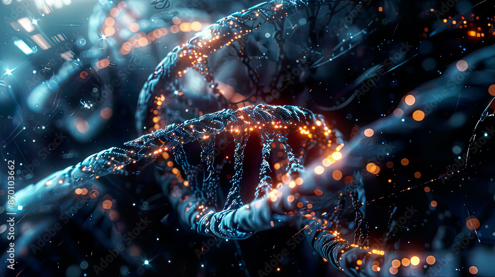 Abstract DNA technology in a futuristic setting science and medical concept intricate DNA strands glowing digital effects cinematic lighting ultra-realistic Abstract DNA technology in a futuristic setting science and medical concept intricate DNA strands glowing digital effects cinematic lighting ultra-realistic