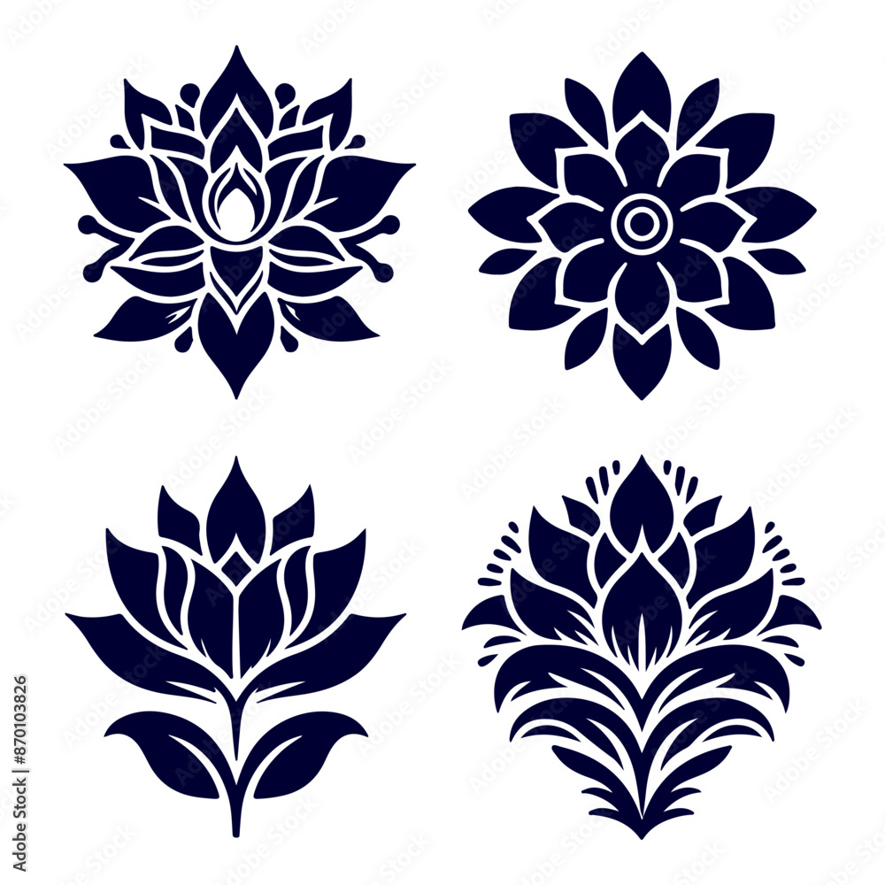 Fototapeta premium Creative Set of a vector flower outline design