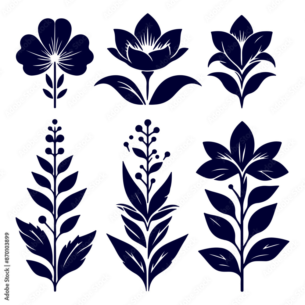 Creative Set of a vector flower outline design Creative Set of a vector flower outline design