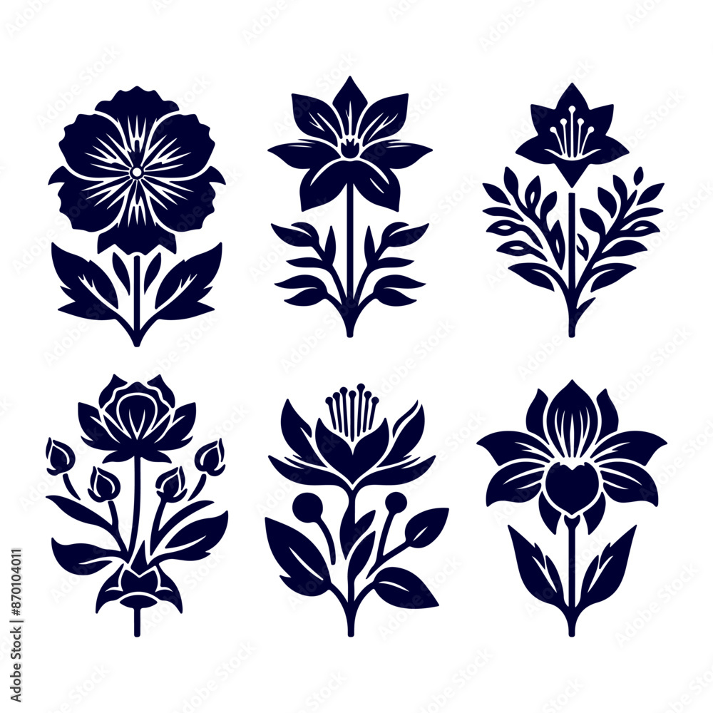 Creative Set of a vector flower outline design Creative Set of a vector flower outline design