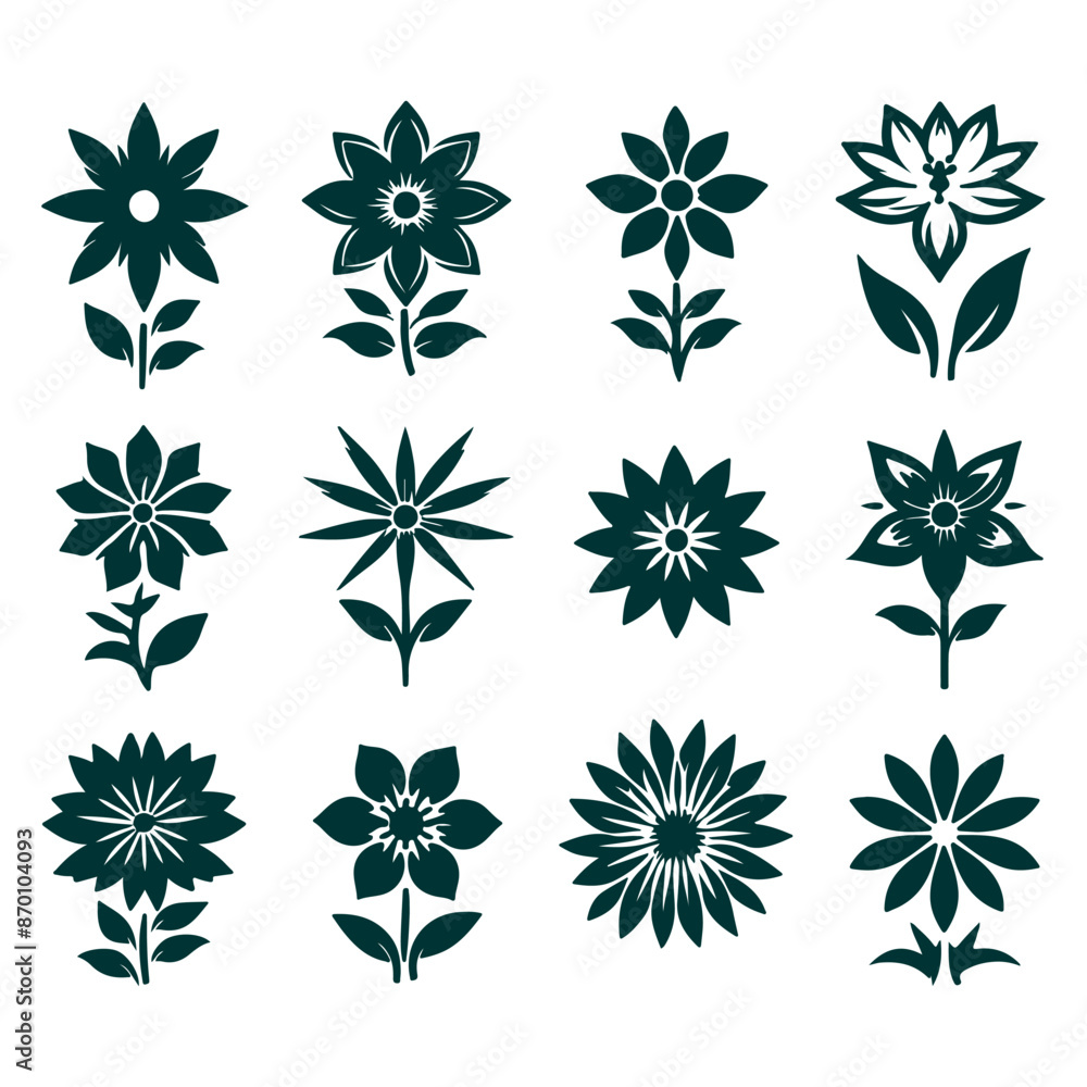 Creative Set of a vector flower outline design Creative Set of a vector flower outline design