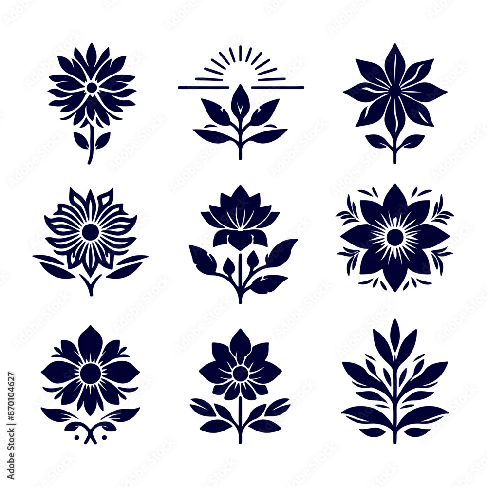 Obraz premium Creative Set of a vector flower outline design