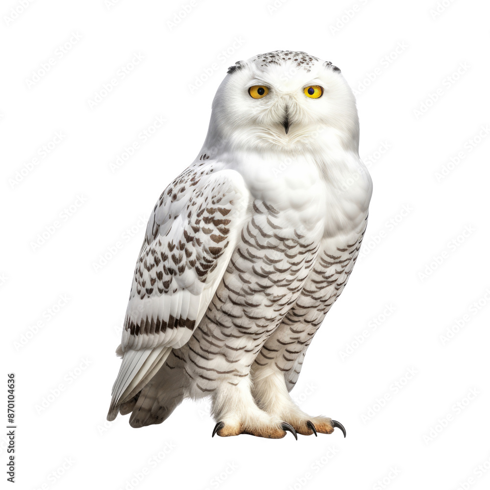 Fototapeta premium Snowy owl isolate on transparent png. 