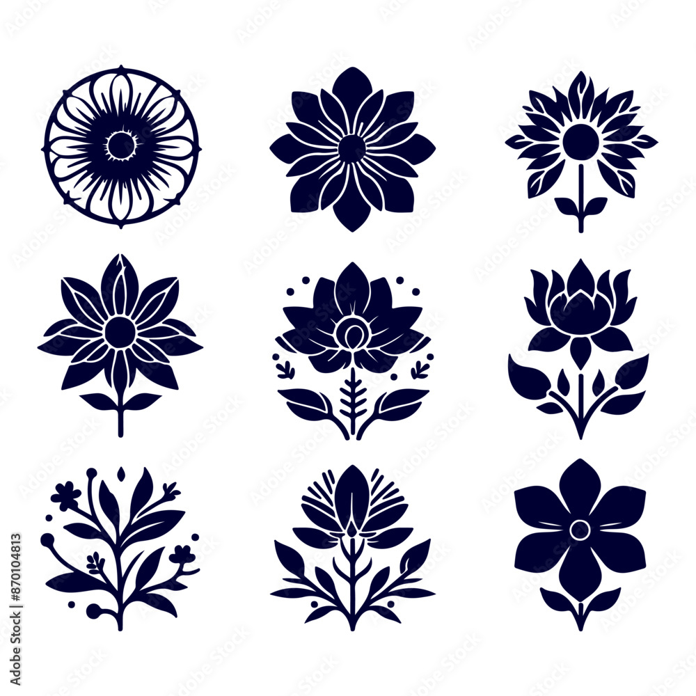 Outline flower set for artistic designs. Outline flower set for artistic designs.