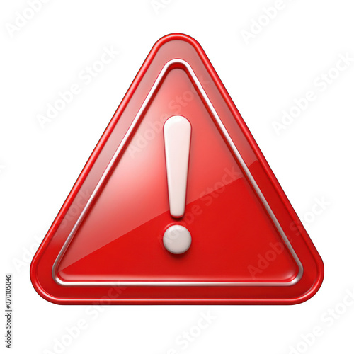 Caution symbol in red color isolated on transparent background