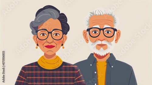 couple of grandparents avatars characters vector illustration design