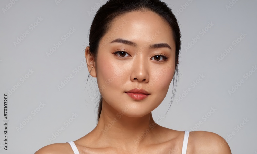 Close-up portrait of a asian beautiful woman healthy isolated for skincare commercial product advertising Close-up portrait of a asian beautiful woman healthy isolated for skincare commercial product advertising