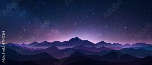 Stunning Night Sky Over Mountain Range with Stars and Milky Way in the Background