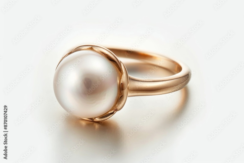 Elegant Pearl Ring with Rose Gold Setting Elegant Pearl Ring with Rose Gold Setting