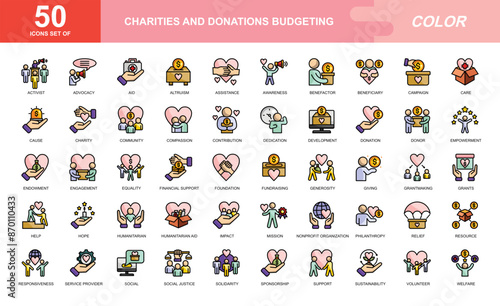 Charities and Donations icon set
