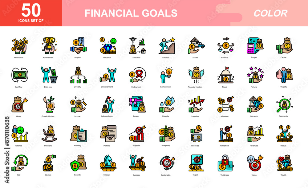 Obraz premium FINANCIAL GOALS icon set