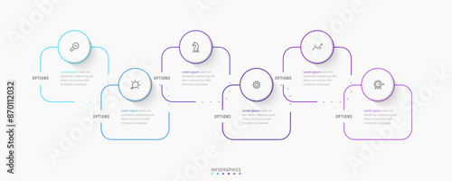 Vector Infographic label design template with icons and 6 options or steps. Can be used for process diagram, presentations, workflow layout, banner, flow chart, info graph.