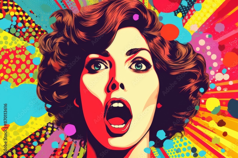 Pop Art Portrait of a Woman with Open Mouth Pop Art Portrait of a Woman with Open Mouth