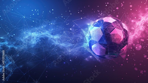 Futuristic Low Poly Soccer Ball in Neon Lights © KRIS