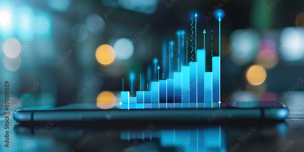 Digital Finance Growth Chart on Smartphone Screen with Copyspace Digital Finance Growth Chart on Smartphone Screen with Copyspace