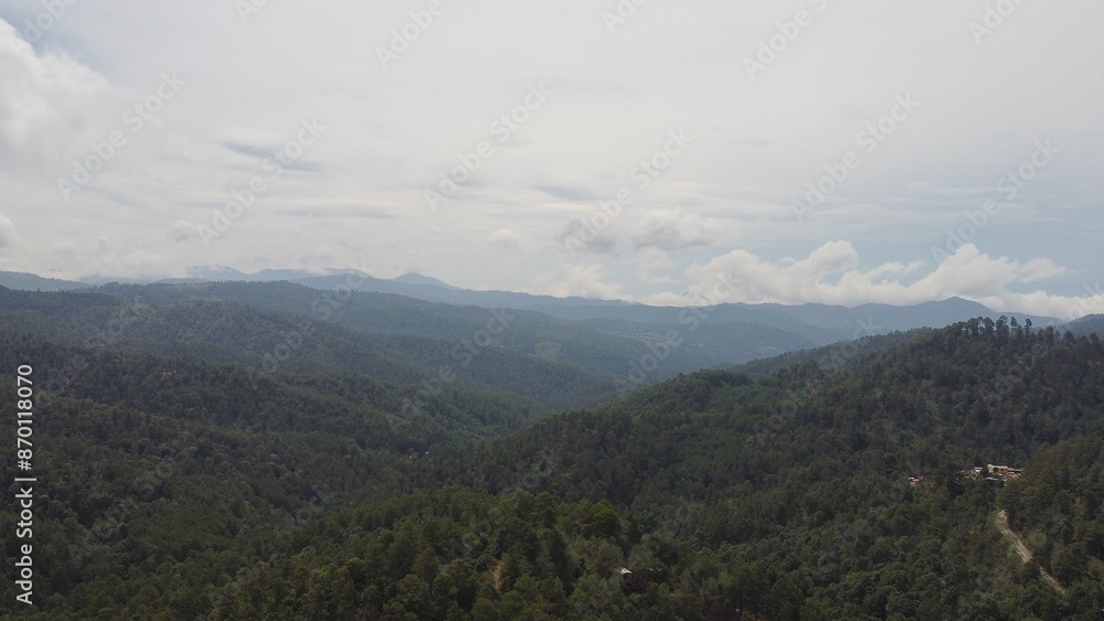 Fototapeta premium DRONE PHOTOGRAPHY OF THE VILLAGE OF SAN JOSE DEL PACIFICO IN OAXACA, MEXICO