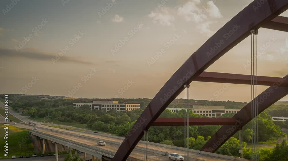 Aerial reveal of Pennybacker Bridge in Austin Texas Aerial reveal of Pennybacker Bridge in Austin Texas