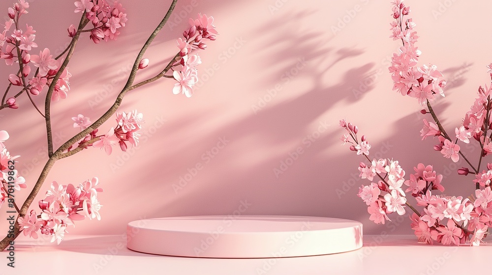 Spring Flower Pink Display: 3D Podium for Beauty Products Spring Flower Pink Display: 3D Podium for Beauty Products