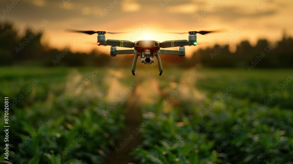 Drone Flying Over Agricultural Field at Sunset Capturing Aerial Footage of Crops Drone Flying Over Agricultural Field at Sunset Capturing Aerial Footage of Crops