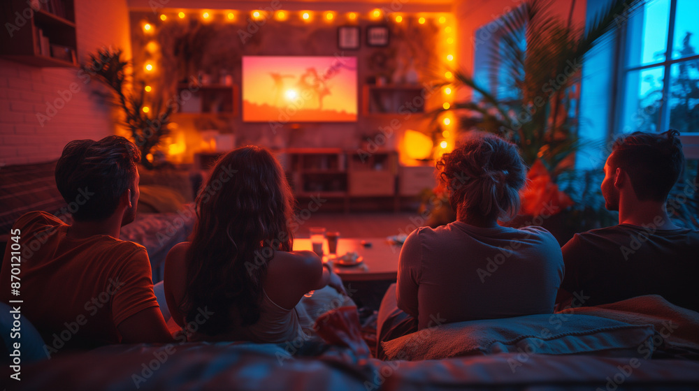 Cozy Movie Night with Diverse Friends Cozy Movie Night with Diverse Friends