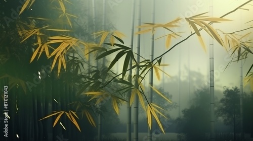 A Bamboo Forest at Dusk: Nature Background Evoking a Sense of Nostalgia