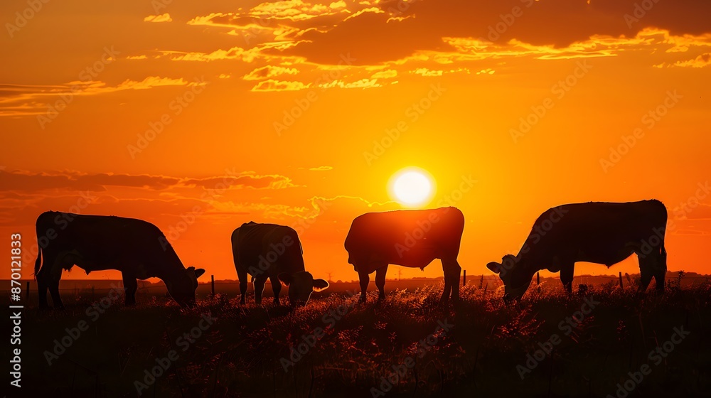 Fototapeta premium Cows in sunset.