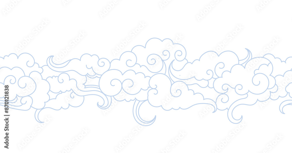Hand drawn oriental style seamless clouds Hand drawn oriental style seamless clouds