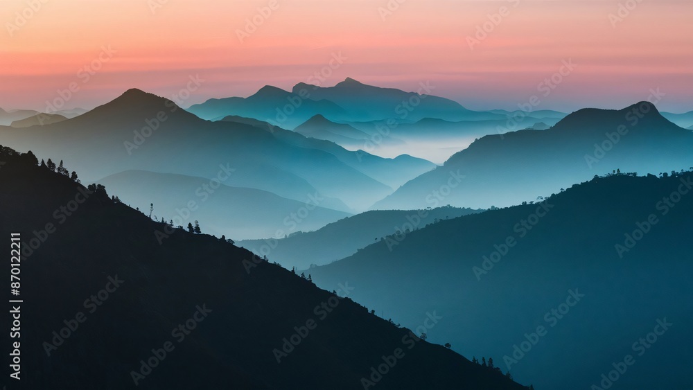 Fototapeta premium background misty mountain range colourful