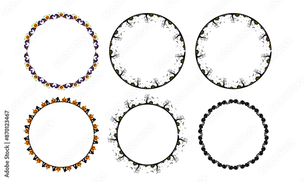 Hand drawn halloween frame template design collection Hand drawn halloween frame template design collection