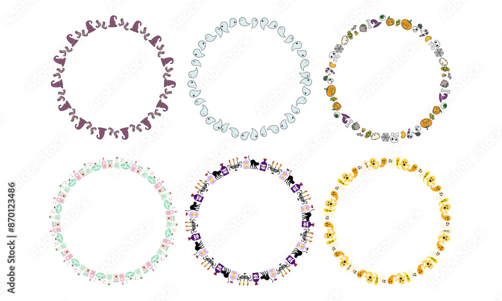Hand drawn halloween frame template design collection Hand drawn halloween frame template design collection