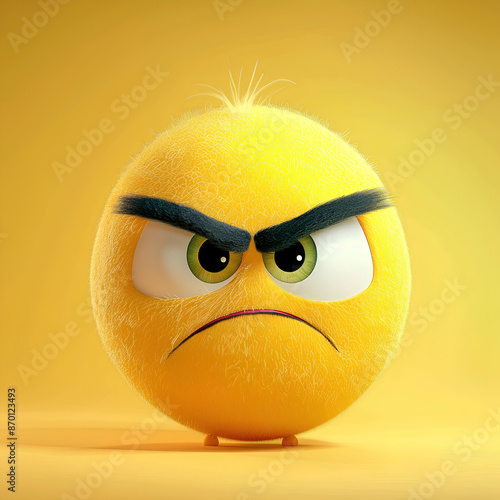 3D yellow angry emoji face	
 photo