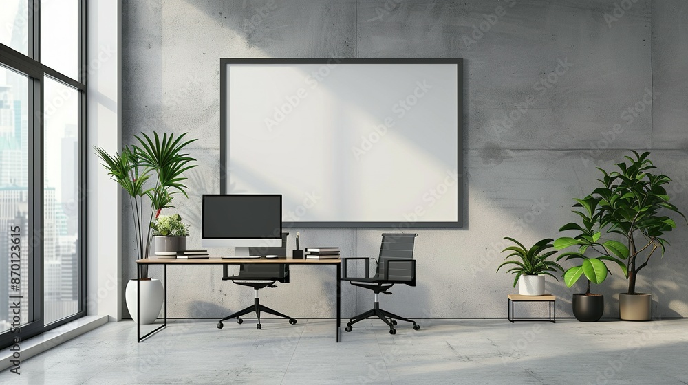 Home Office Wall Poster: Frame Mockup for ISO A Paper Size Home Office Wall Poster: Frame Mockup for ISO A Paper Size