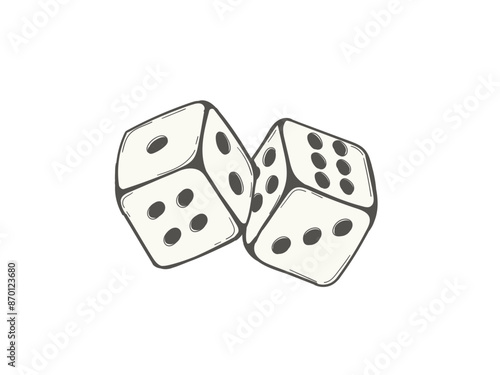 Hand drawn two game dices. Casino games symbol minimal design