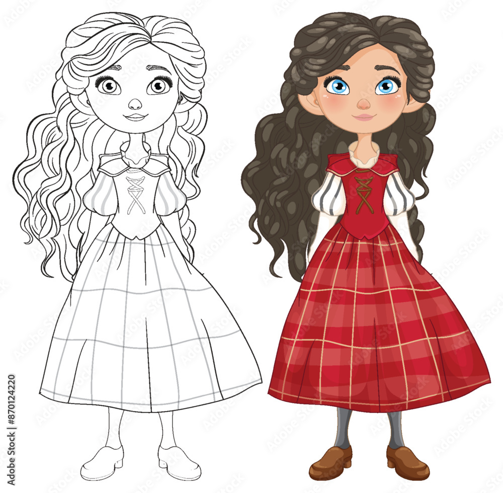 Illustration of a girl in a red dress Illustration of a girl in a red dress