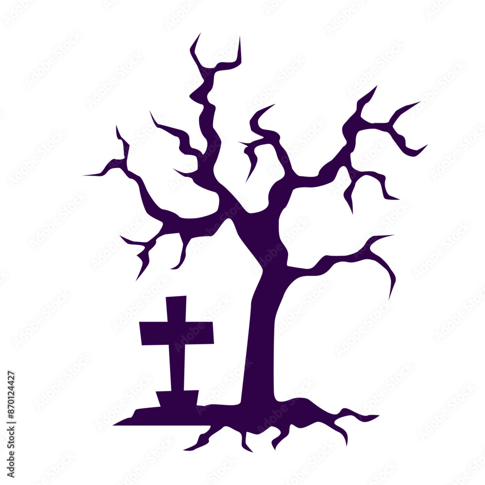 Halloween spooky trees with leafless branches flat isolated against Halloween spooky trees with leafless branches flat isolated against