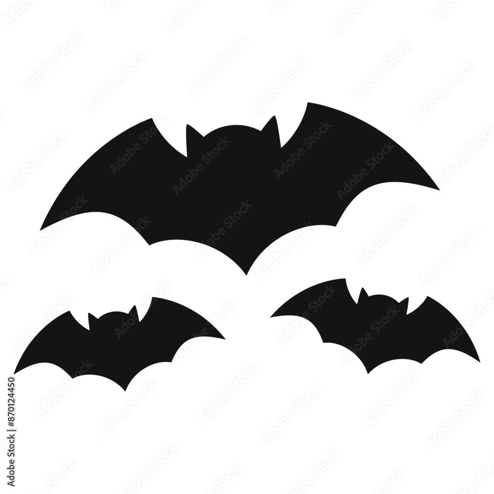 Hand drawn bat silhouettes for halloween celebration on white Hand drawn bat silhouettes for halloween celebration on white