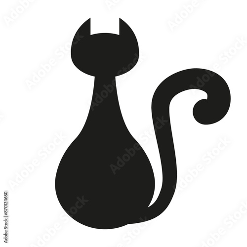 Silhouette of a cat illustration on a white background