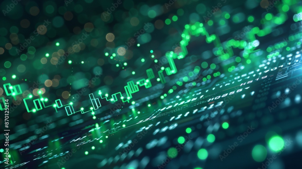 Abstract green glowing network and connection dots on a dark background. Concept of big data, technology, science, and the future. Abstract green glowing network and connection dots on a dark background. Concept of big data, technology, science, and the future.