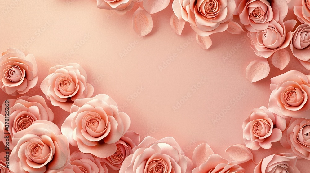 Wedding Invitation Background: Top View Roses with Empty Space Wedding Invitation Background: Top View Roses with Empty Space