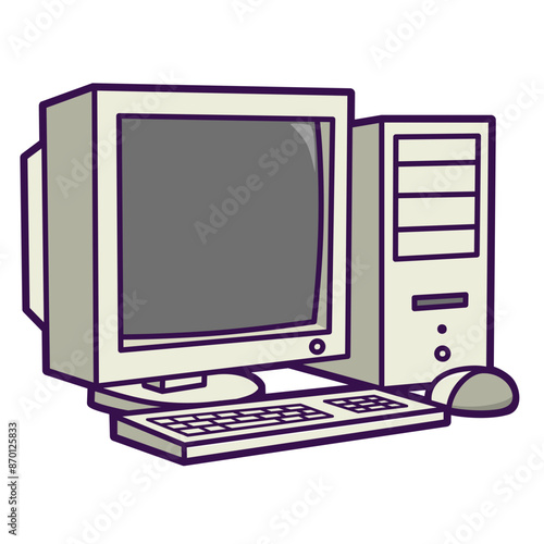 illustration of old computer digital sticker