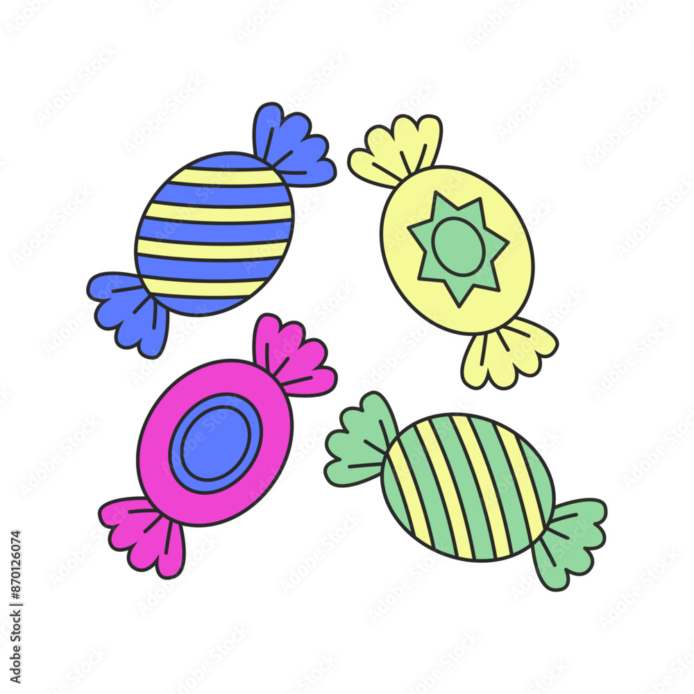 Colorful wrapped candy illustration on white Colorful wrapped candy illustration on white