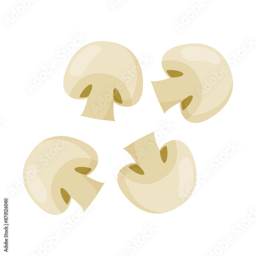 Cartoon illustration of mushrooms on white